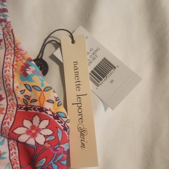 🆕️ NANETTE LEPORE Floral 2 piece Bikini Swimsuit o ring - Picture 4 of 5